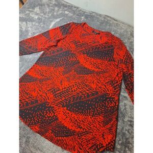 Grayson Slinky Jersey Knit Tunic Blouse Womens 1X Red Black‎ Animal Print...